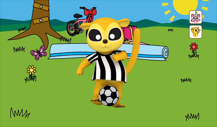 Kinkajou is playing soccer! Let’s practice using –ing verbs! キンカジューがサッカーしてるよ！動詞の「ing」を勉強しましょう！